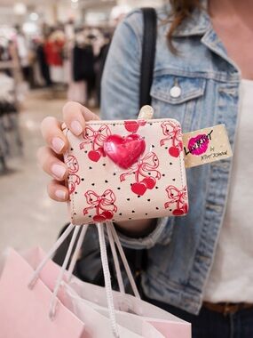 Betsey Johnson Cream Wallet with Red Cherry & Heart Accents